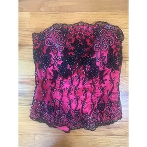 Paris Prom Beaded Hot Pink & Black Corset Sz 4